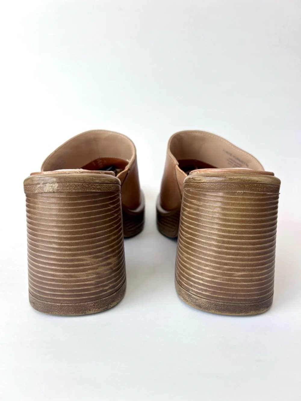 Steve Madden Flirtie Tan Leather Clogs Platform Mules Size 8 Square Toe 90s